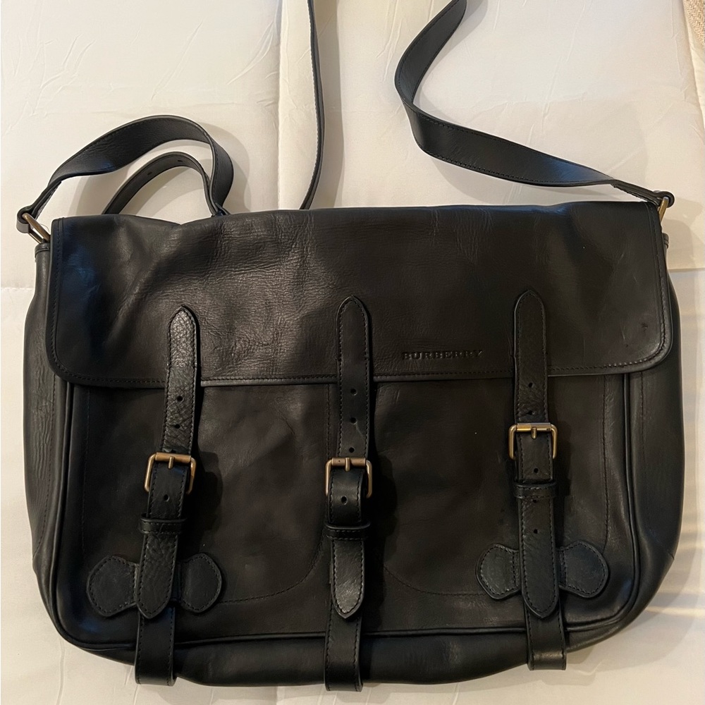 Mens Burberry Leather Messenger Bag